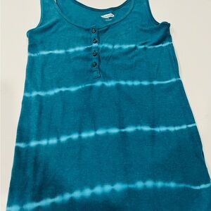 Old Navy Teal Blue Tie-Dye Ribbed Tank Top
